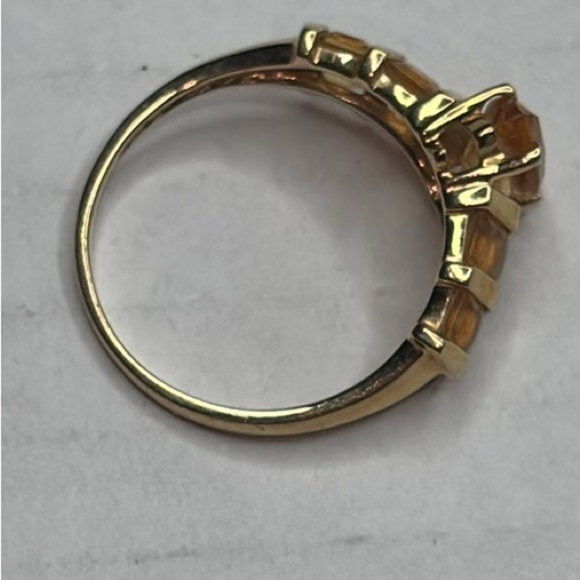 14k Solid Yellow Gold Citrine Stone Ring Size 7 - Picture 6 of 8